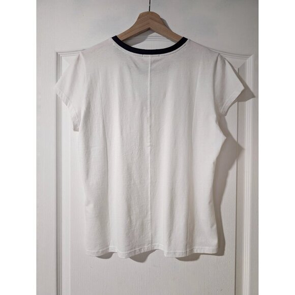 NEW Goldie Lewinter | White Ringer Tee With Navy Collar - Picture 2 of 12